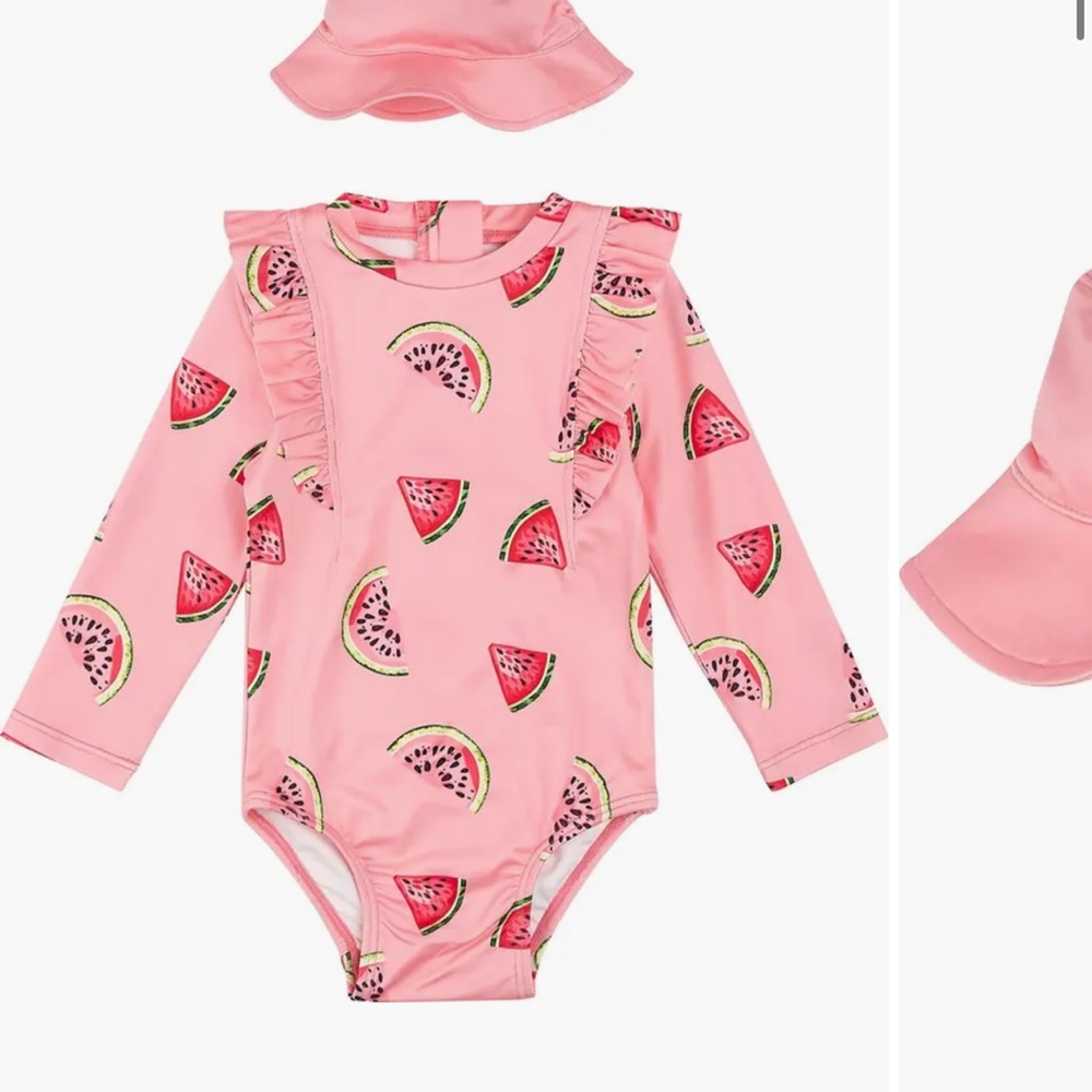 Pink Long Sleeve Rashguard with Watermelon Print- NEW no tags
